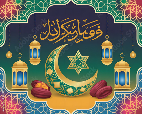 Vintage winter holiday greeting card featuring a gold vector Christmas tree illustration with festive ornaments, snowflakes, and a decorative frame set on a red celebration banner design