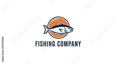 Fishing Company Logo Design Illustration.