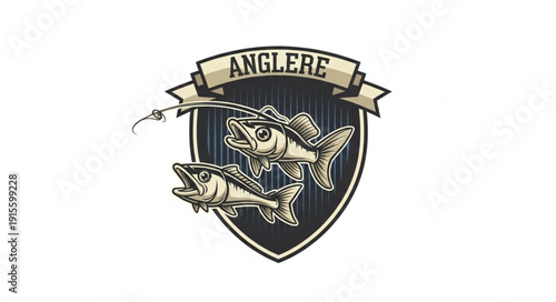 Fishing Badge Illustration with Fish.