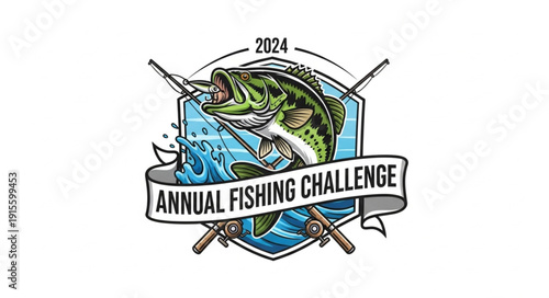 Fishing Challenge Logo Design Emblem.
