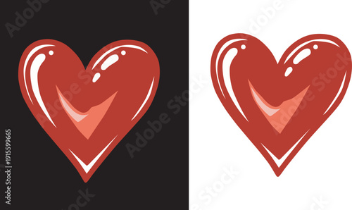 Comparison of two stylized hearts with different background contrasts for visual emphasis