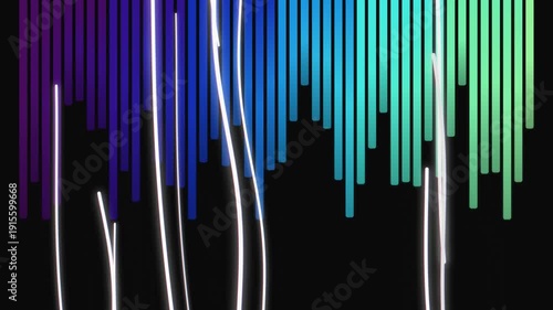 Abstract Neon Audio Spectrum Background with Glowing Light Streaks 4K