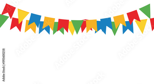 Colorful triangular bunting flags on string.