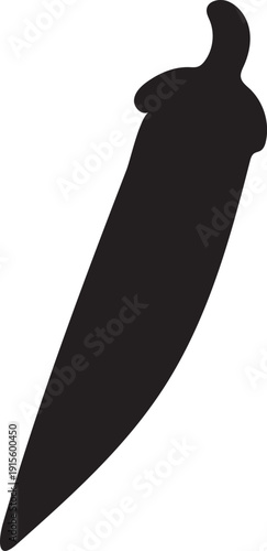 lady's Finger Silhouette Vector Icon Isolated on White Background