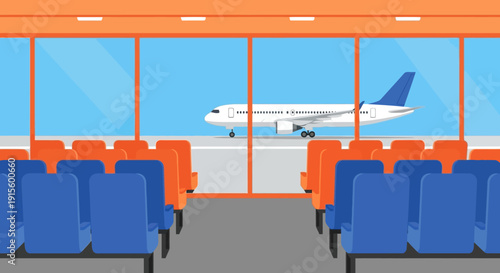 Airplane Viewed from Airport Waiting Lounge.