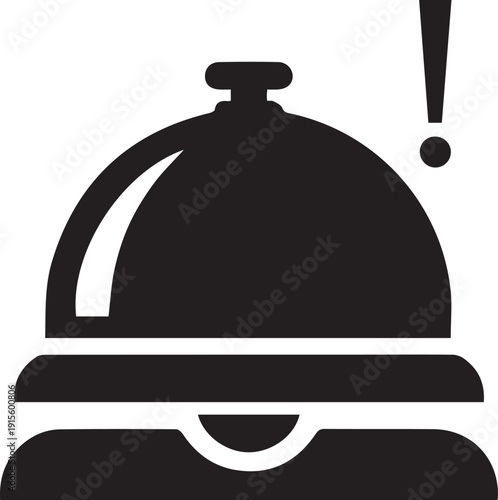 Hotel service bell silhouette illustration vector with exclamation mark alert icon symbol