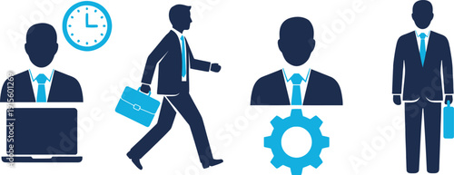 Business professionals in various work environments