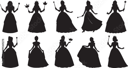 A collection of elegant ballroom dancers in various graceful poses