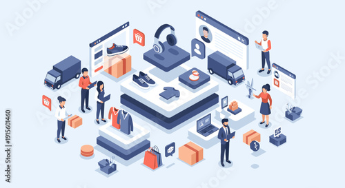 A modern illustration evoking ease and convenience in online shopping, perfect for e-commerce websites.