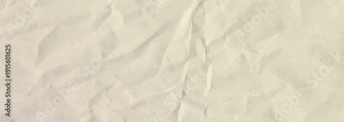 Craft background with crumpled nude paper texture. Tan old kraft effect featuring fold lines. Vector beige bg for memo collage. Clean creased backdrop. Wrinkled detail papyrus teture for design.