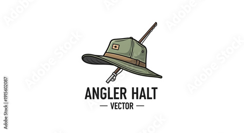Fishing Hat with Rods Illustration.