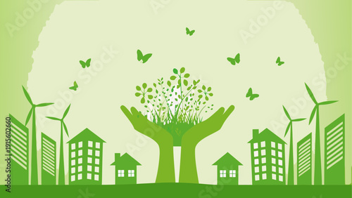 Sustainable energy and green growth symbolizing eco-friendly urban development