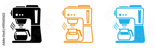 Colorful coffee maker icons