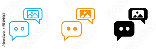 Colorful chat and message icons with profile pictures