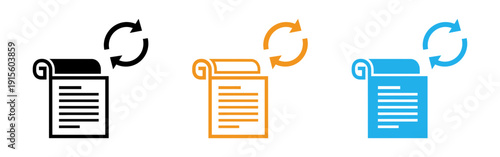 Document refresh icons in black orange and blue
