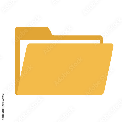 Yellow Manila Folder Flat Design Vector Illustration - Minimalist Office Document Storage Icon