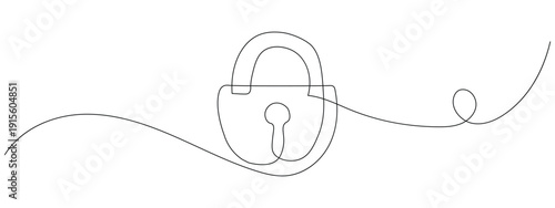 Continuous one line drawing padlock icon vector. Minimalist security symbol for privacy protection, safety concept, and digital encryption set. Vector Illustration.