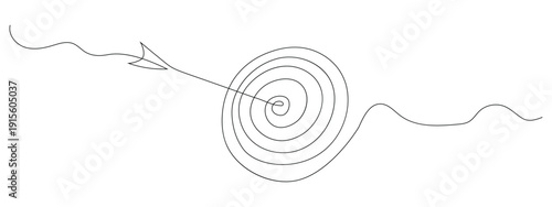 Continuous one line drawing target with arrow icon vector. Minimalist goal achievement symbol for business success, strategy, and objective focus set. Vector Illustration.