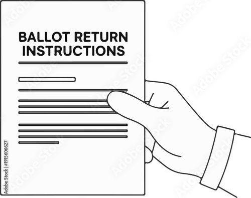 Hand holding paper with ballot return instructions
