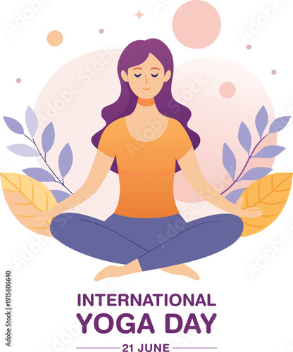International yoga day illustration promoting wellness and mindfulness globally on june 21st