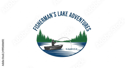 Fishing Logo with Lake Scene.