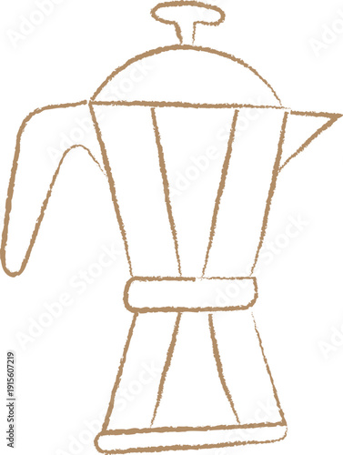 Hand Drawn Chalk Sketch of Classic Italian Moka Pot