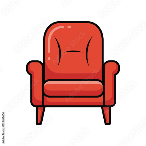 Red leather chair furniture interior design vector illustration