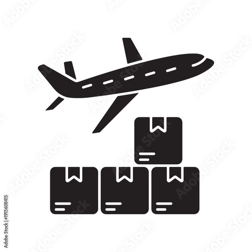 Airplane Carrying Stacked Boxes For Shipping Delivery