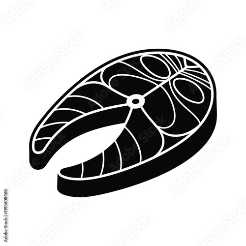 Salmon steak fish fillet seafood silhouette vector illustration