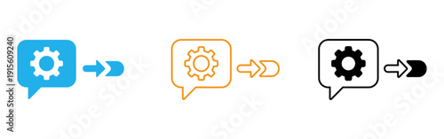 Gear icon evolution in speech bubbles