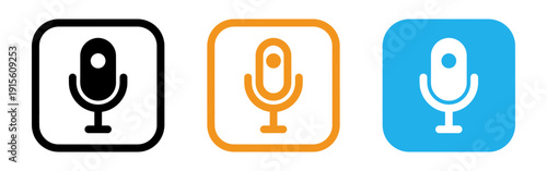Microphone icons in black orange and blue colors