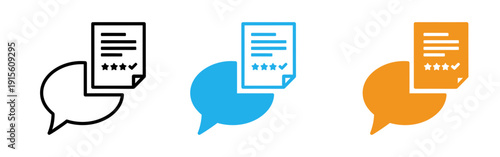 Colorful icons of documents with speech bubbles