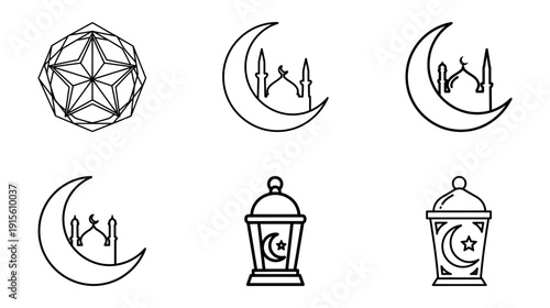 Elegant ramadan-inspired symbols for spiritual and cultural designs