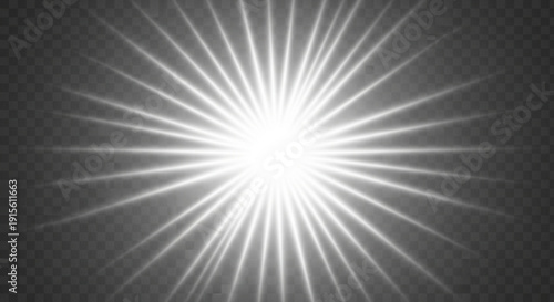 Bright light burst with radiant beams of light