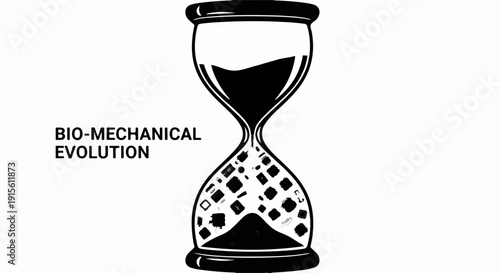 Abstract hourglass symbolizing the passage of time and bio-mechanical evolution