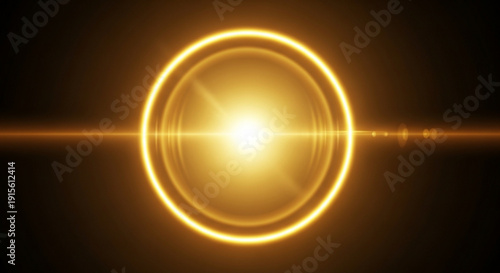 Vibrant golden light effect with lens flare on dark background