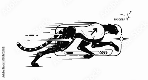 Dynamic cheetah illustration embodies speed, agility, and the pursuit of success.