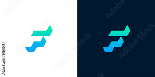 Sleek and professional abstract geometric emblem with a vibrant blue-green gradient, perfect for digital businesses and progressive brands seeking a modern identity