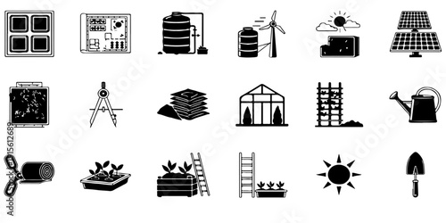 Big Collection of Black Glyph Vector Icons for Smart Farming, Agriculture, and Gardening