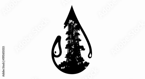 Nature's essence captured within a stylized droplet, symbolizing purity and life.