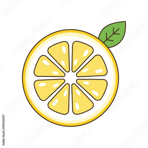 Lemon Slice with Green Leaf.