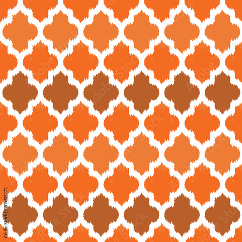 Art & IllustrationOrange and brown abstract Moroccan trellis seamless pattern for textile print for fabric, seamless pattern