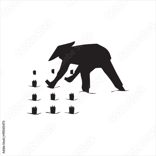  Silhouette asian farmer working in rice planting Vector Image