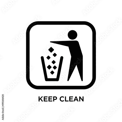 Throw Trash in Bin Symbol – Proper Waste Disposal Sign