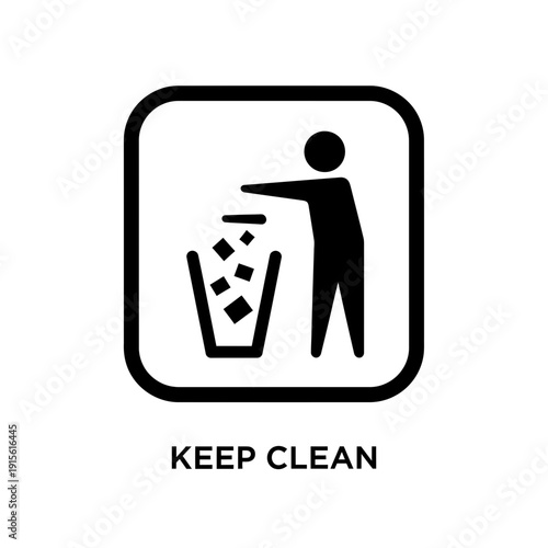 Throw Trash in Bin Symbol – Proper Waste Disposal Sign