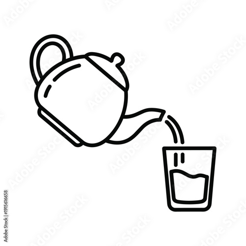 Teapot Pouring Water into a Glass