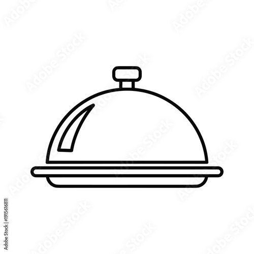 Simple black line drawing of a serving dish with a lid