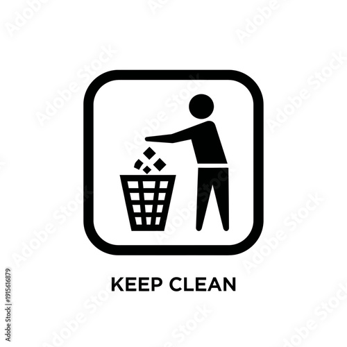 Throw Trash in Bin Symbol – Proper Waste Disposal Sign