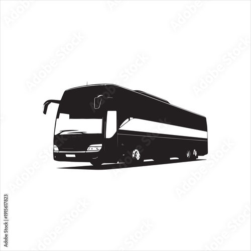  Charter Bus Icon - Coach Vehicle Silhouette Vector
