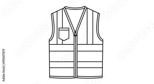 Fishing Vest Illustration Outline.
